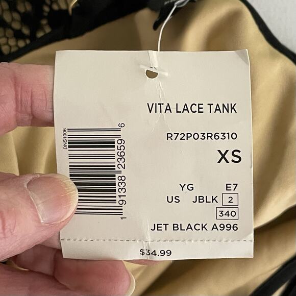 G by Guess Womens Sleeveless‎ Lace Tank Top XS Shark Bite Hem Vamp Whimsigoth - Picture 4 of 7